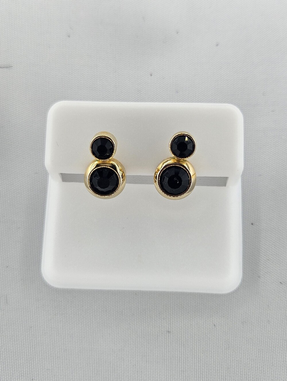 Gold Black Double Stud Earrings - Women Jewelry